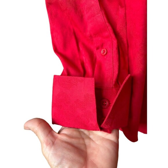 Chico's Red Long Sleeve Button-Up Shirt Size‎ 6 Cotton & Polyester Blend - Picture 4 of 7